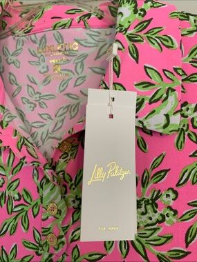 Lilly Pulitzer Pink Floral Scallop Polo Dress NWT